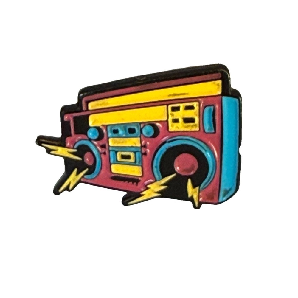 Retro Boombox Enamel Pin Colorful 80s 90s Hip Hop Unisex Bright Dance Music Used